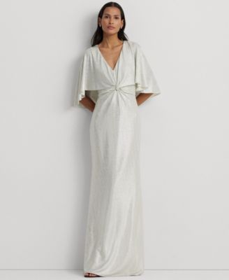 Lauren Ralph Lauren - Women's Twist-Front Cape-Overlay Gown