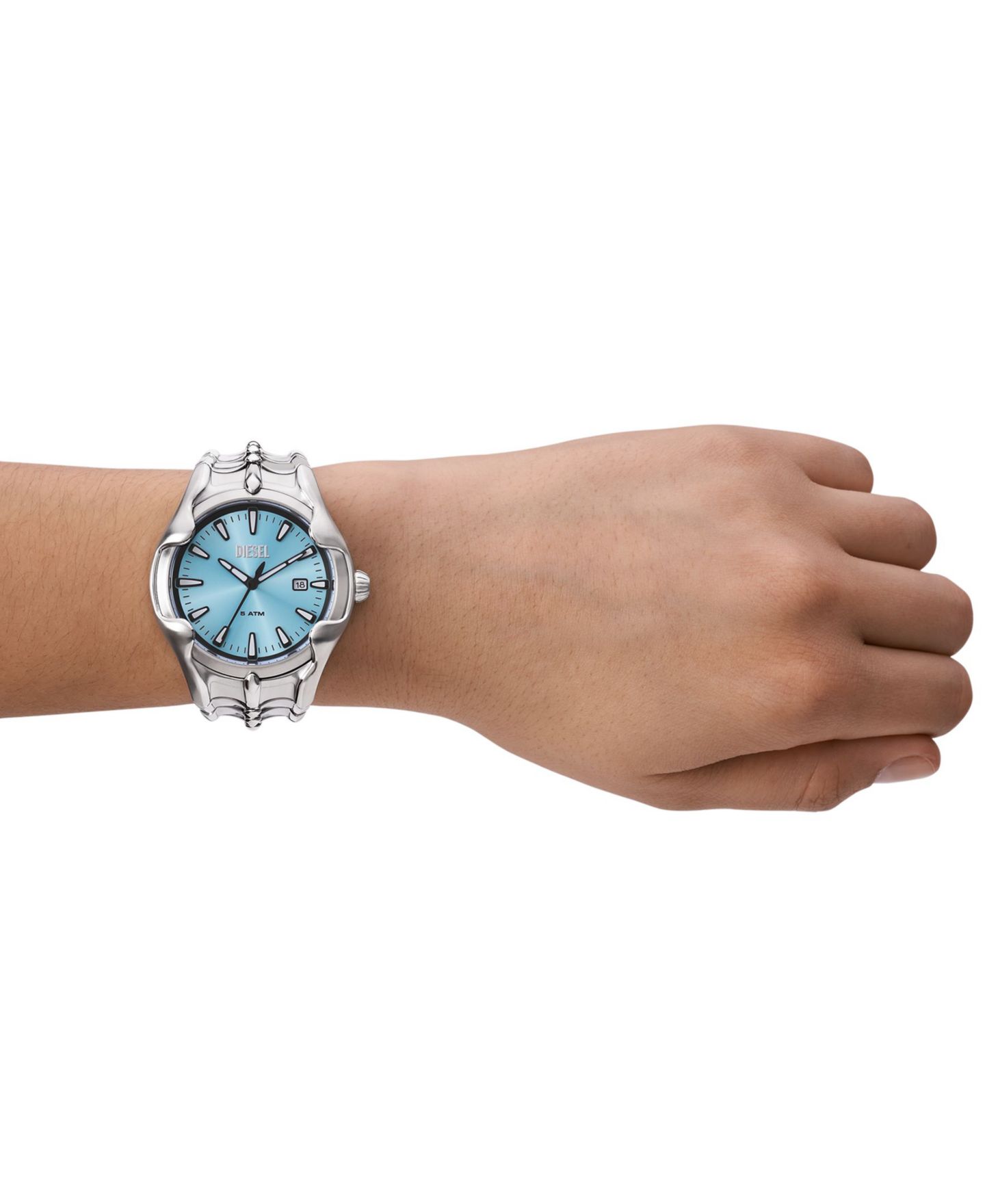 Мужские часы Diesel Vert Three Hand Date Silver-Tone Stainless Steel Watch 44mm — фото 7