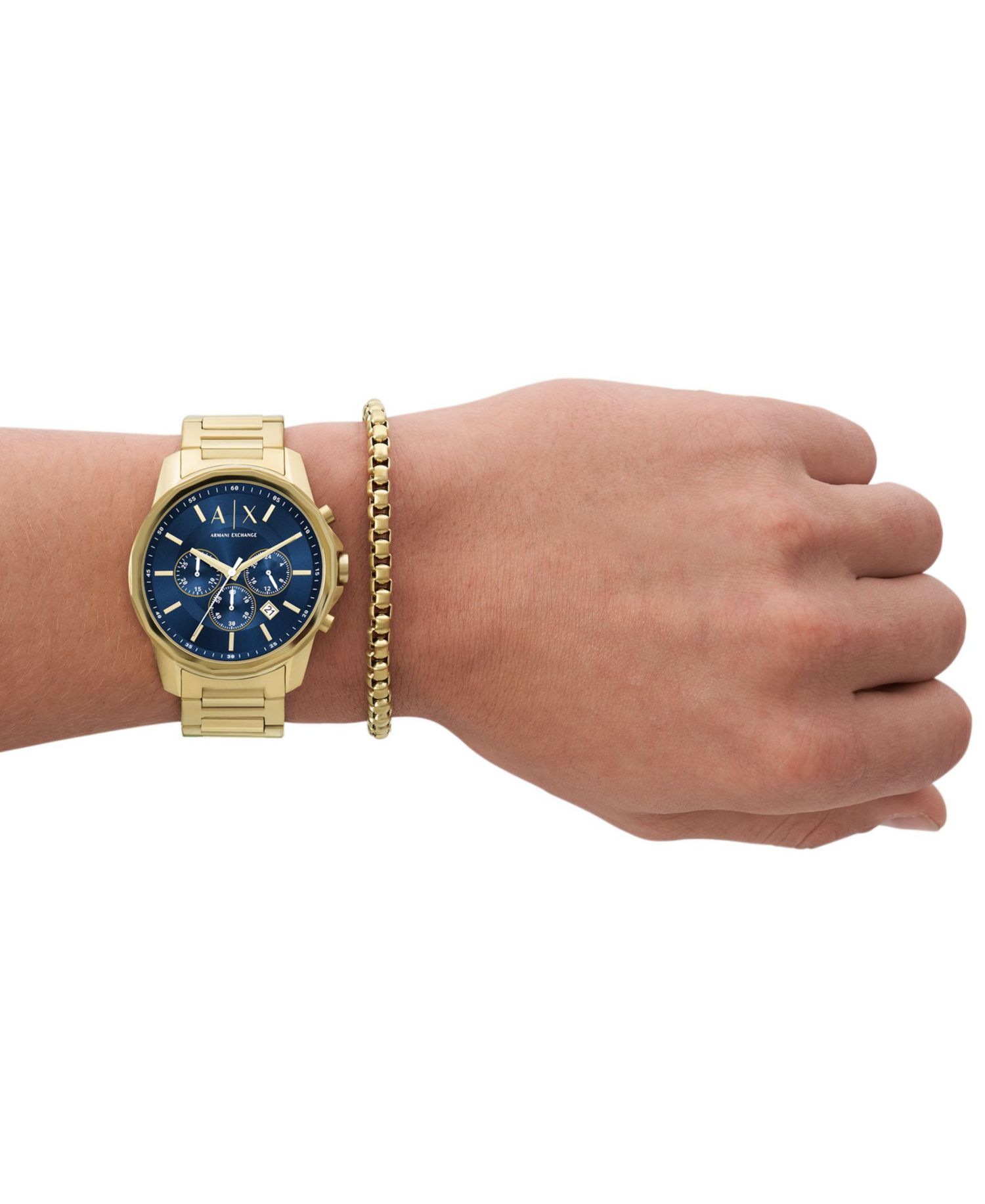 Men's Chronograph Gold-Tone Stainless Steel Watch 44mm Set, 2 Pieces