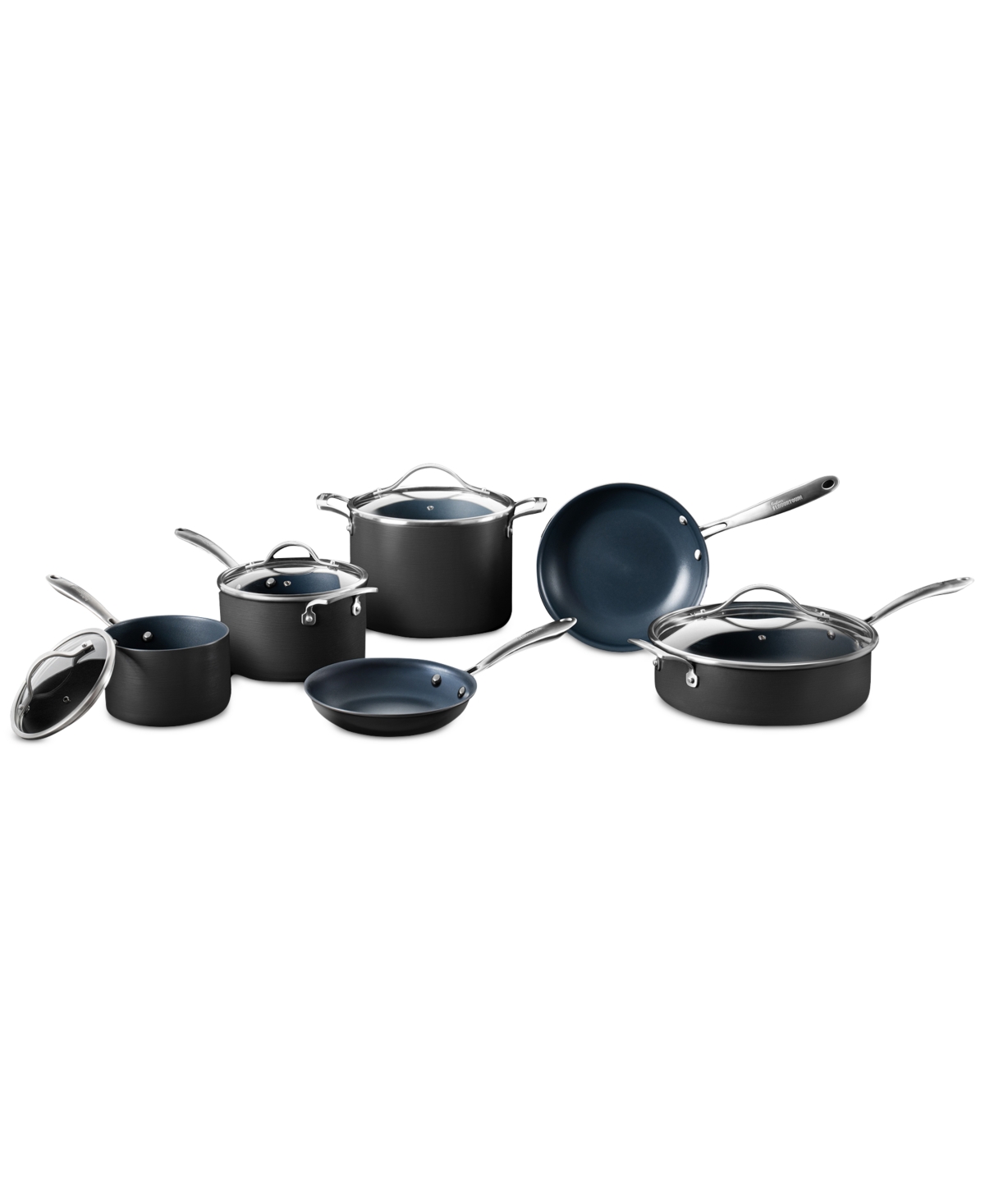 Guy Fieri 's Flavortown Hard-anodized Laser Titanium Aluminum 10-pc. Cookware Set In Charcoal