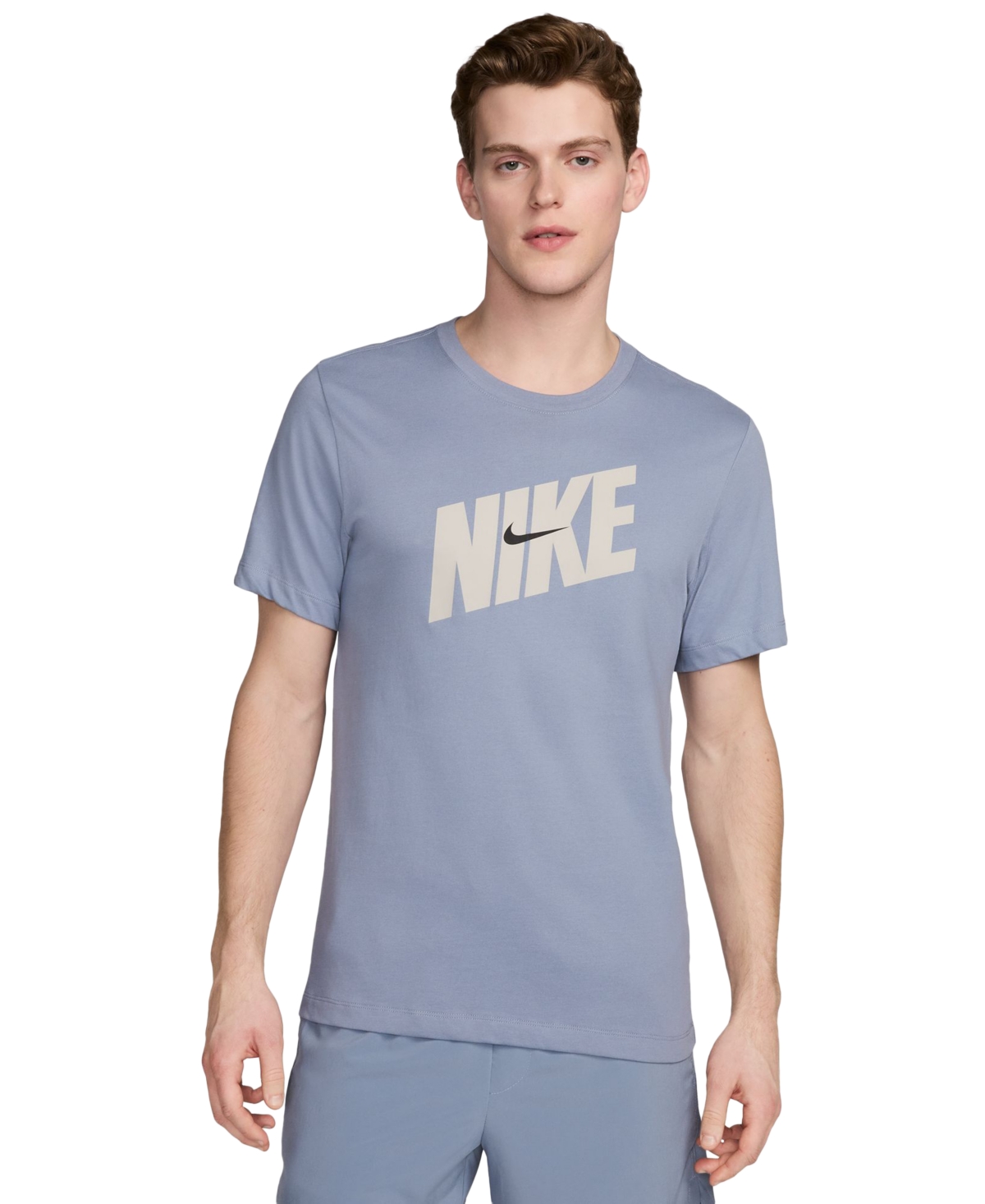 Shop Nike Men's Relaxed Fit Dri-fit Short Sleeve Crewneck Fitness T-shirt In Ashen Slate