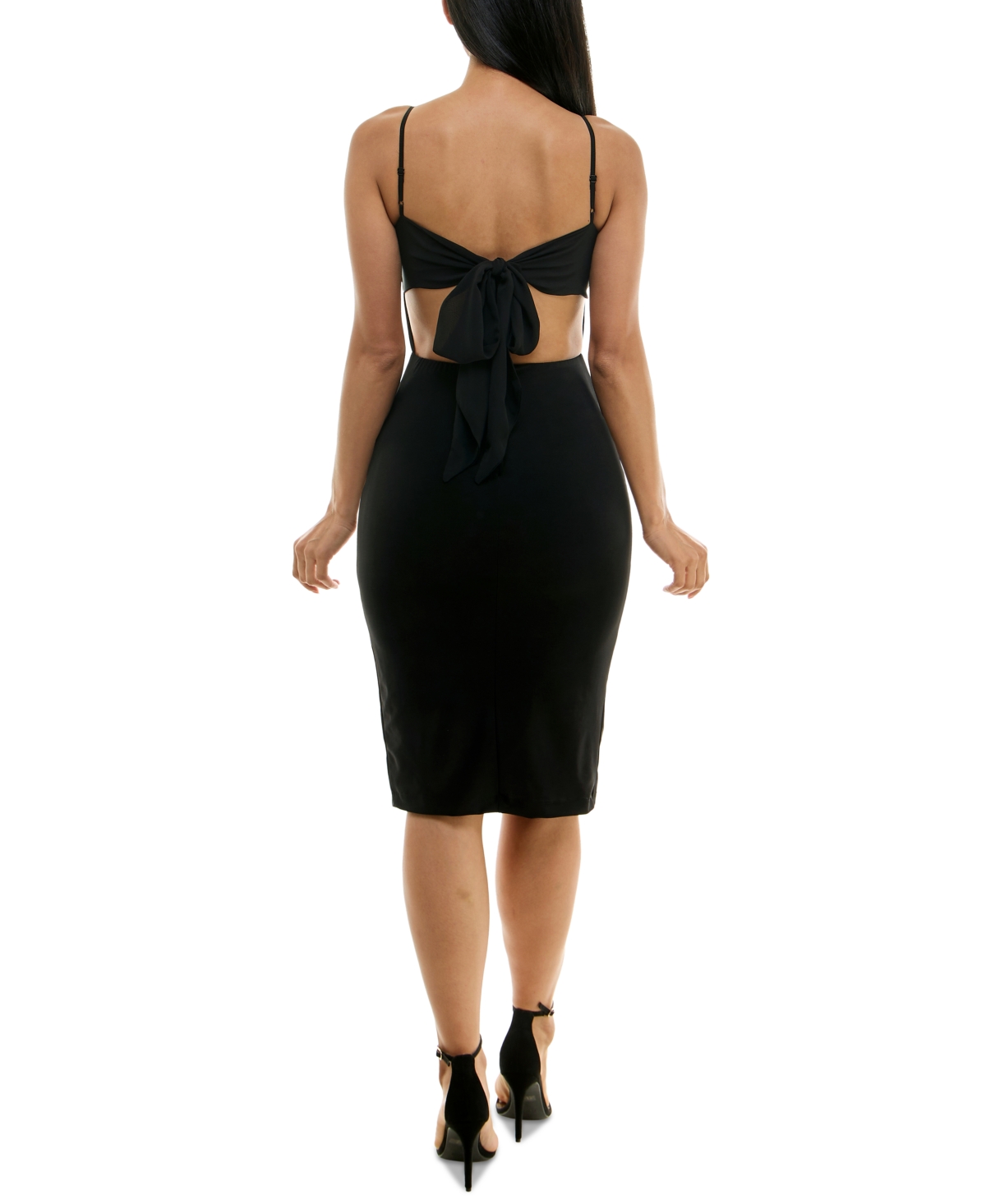 Shop B Darlin Women's Square-neck Split-hem Bodycon Dress In Blk,blk