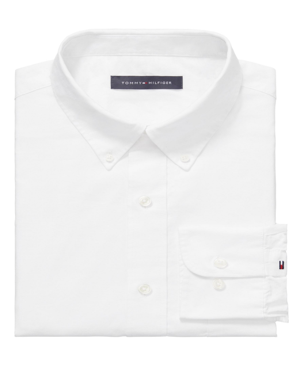 Tommy Hilfiger Men's Th Flex Regular Fit Washed Stretch Untucked Length Dress Shirt