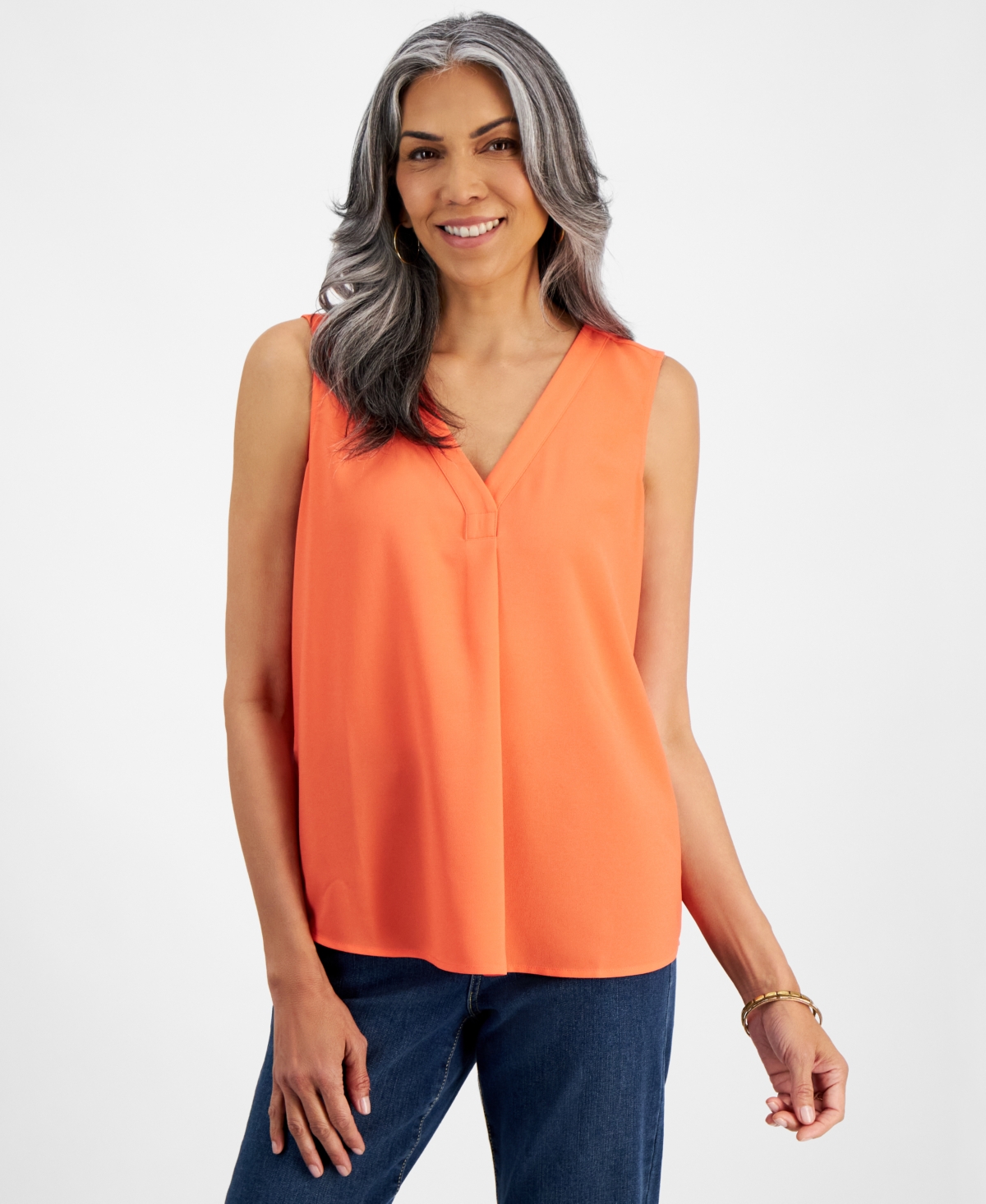 Shop Style & Co Women's Sleeveless Tank, Created For Macy's In Hot Coral
