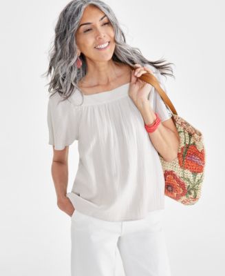 売れ筋商品|||スタイルアンドコー カットソー トップス レディース Petite Dyed Geo Square-Neck Top, Exclusively at Macy's Fiesta Yellow Combo Style & Co Petite Square-Neck Top, Exclusively at Macy's