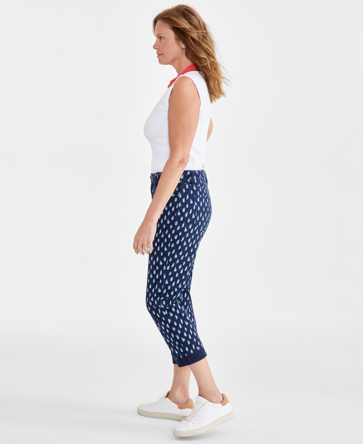 Style & Co Petite Curvy Fit Mid-Rise Printed Capri Jeans, Created for Macy's