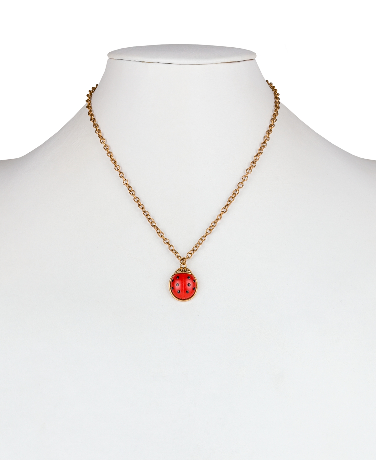 Shop Patricia Nash Gold-tone Red Ladybug Pendant Necklace, 19" + 3" Extender In Antique Go