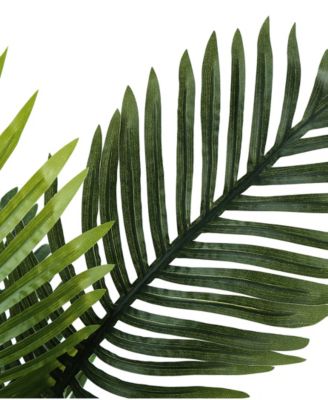 24" Indoor Artificial Floor Palm Plant with Decorative Beige Woven Basket