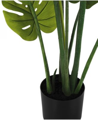 45" Indoor Artificial Floor Monstera Tree with Black Pot