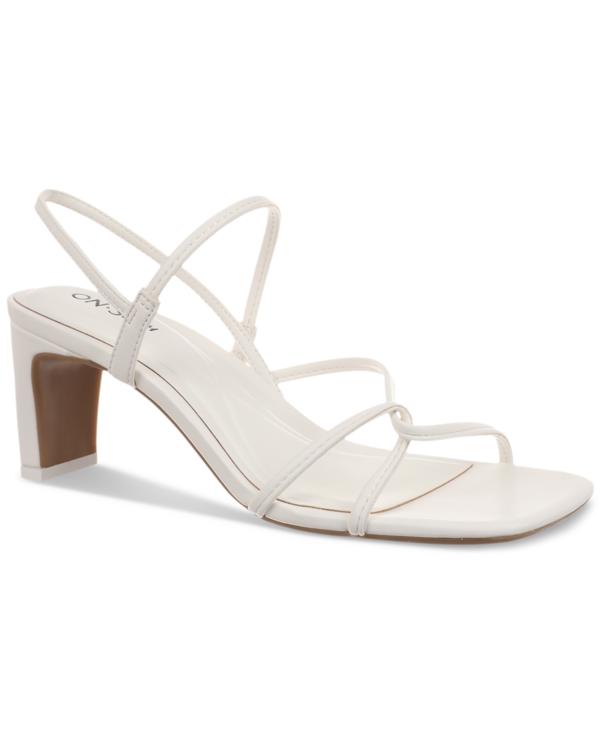 Shop On 34th Women's Cloverr Strappy Block-heel Sandals, Created For Macy's In White Smooth