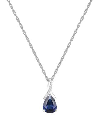 Macy's - Amethyst (1-1/3 ct. t.w.) & Lab-Grown White Sapphire (1/20 ct. t.w.) Pear 18" Pendant Necklace in 14k Gold (Also Available in Additional Gemstones)