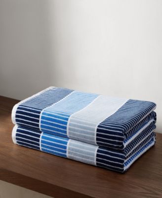 Blocked Terry Yarn Dyed Stripe Beach Towel Set, 68" x 36"
