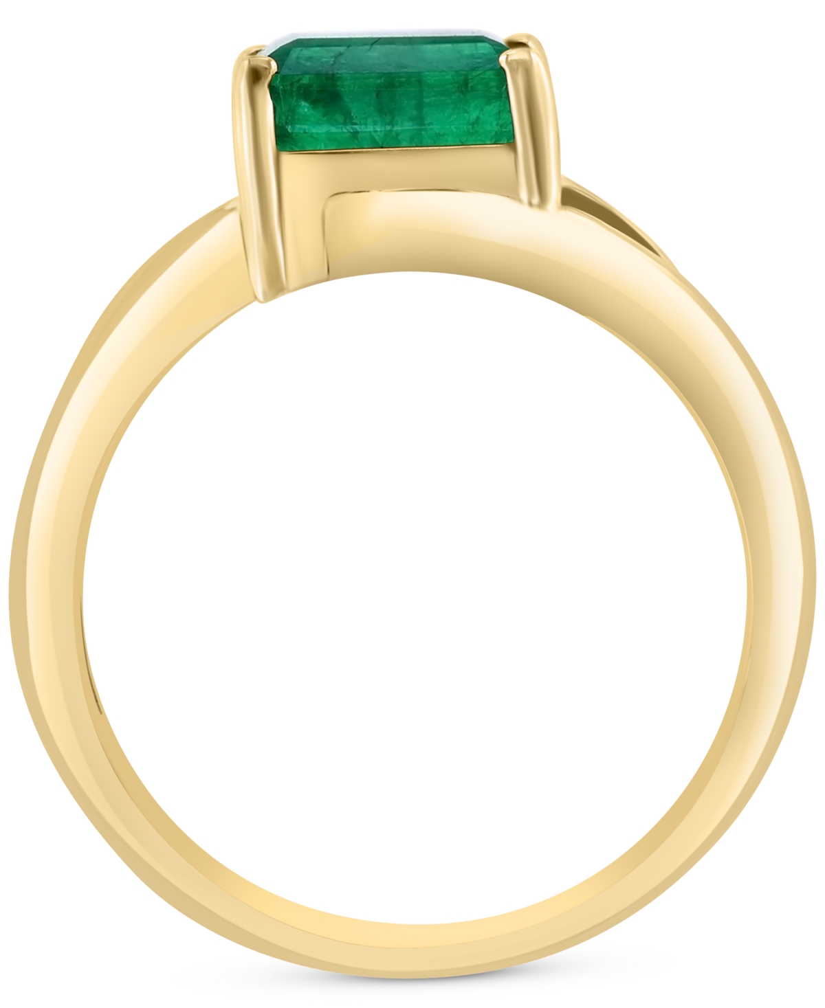 Effy Collection Effy Emerald (1-3/8 Ct. T.w.) & Diamond (1/6 Ct. T.w.) Bypass Ring In 14k Gold In Yellow Gol