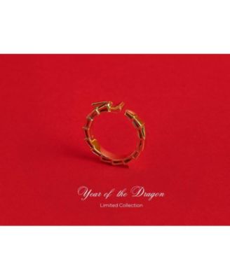 Sterling Silver 14K Gold Plated Fiery Dragon Ring - Size 7