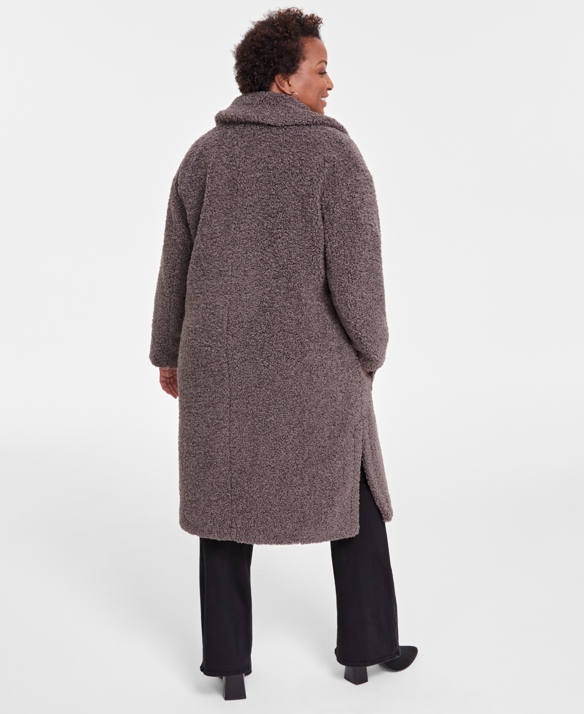 Bcbgmaxazria Plus Size Notched-Collar Teddy Coat