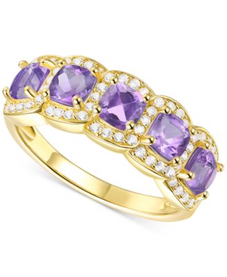Macy's - Amethyst (1-1/4 ct. t.w.) & Lab-Grown White Sapphire (1/3 ct. t.w.) Ring in 14k Gold-Plated Sterling Silver (Also in Citrine & Lab-Grown Opal)