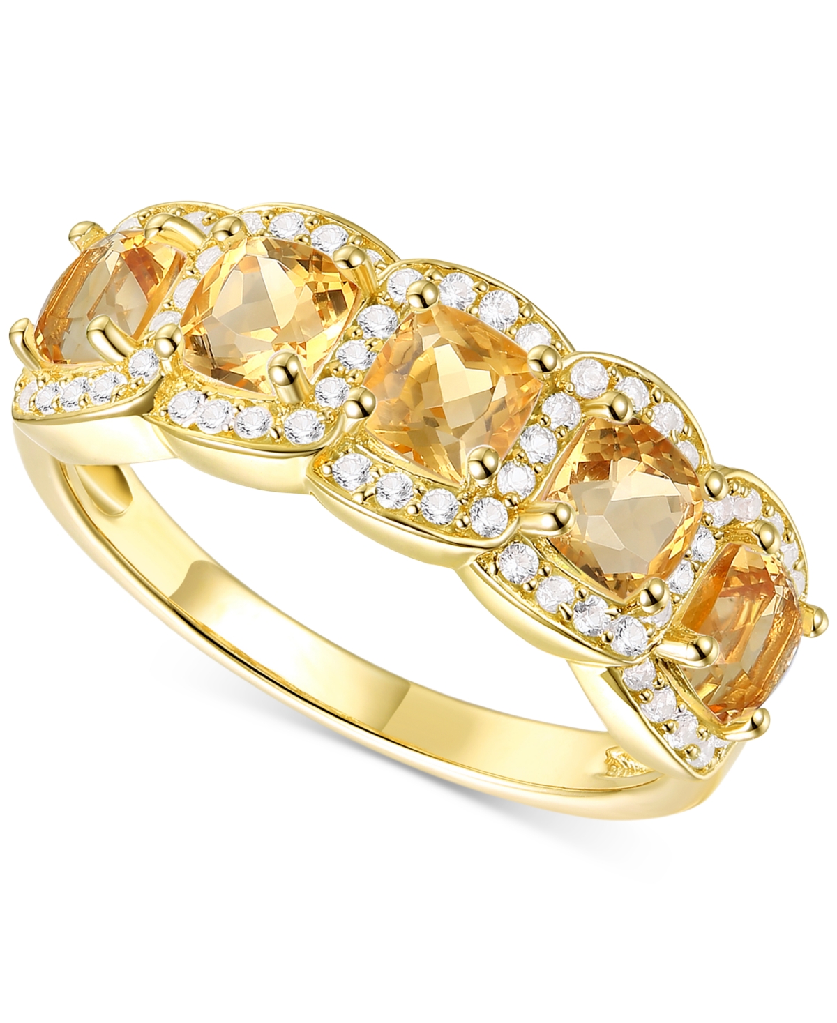 Shop Macy's Amethyst (1-1/4 Ct. T.w.) & Lab-grown White Sapphire (1/3 Ct. T.w.) Ring In 14k Gold-plated Sterling In Citrine