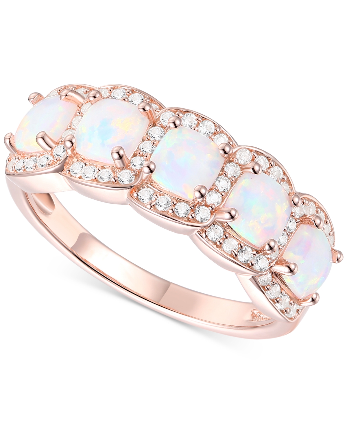 Shop Macy's Amethyst (1-1/4 Ct. T.w.) & Lab-grown White Sapphire (1/3 Ct. T.w.) Ring In 14k Gold-plated Sterling In Opal