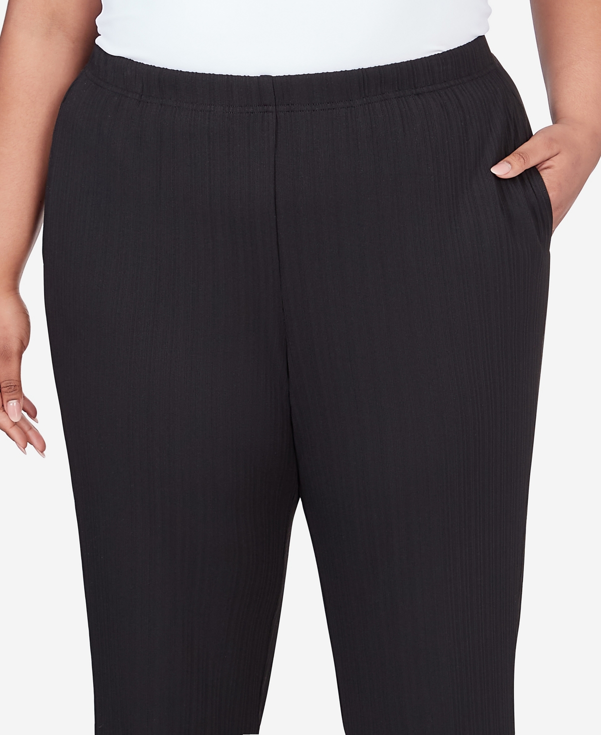 Alfred Dunner Plus Size Opposites Attract RibbedPant - Black
