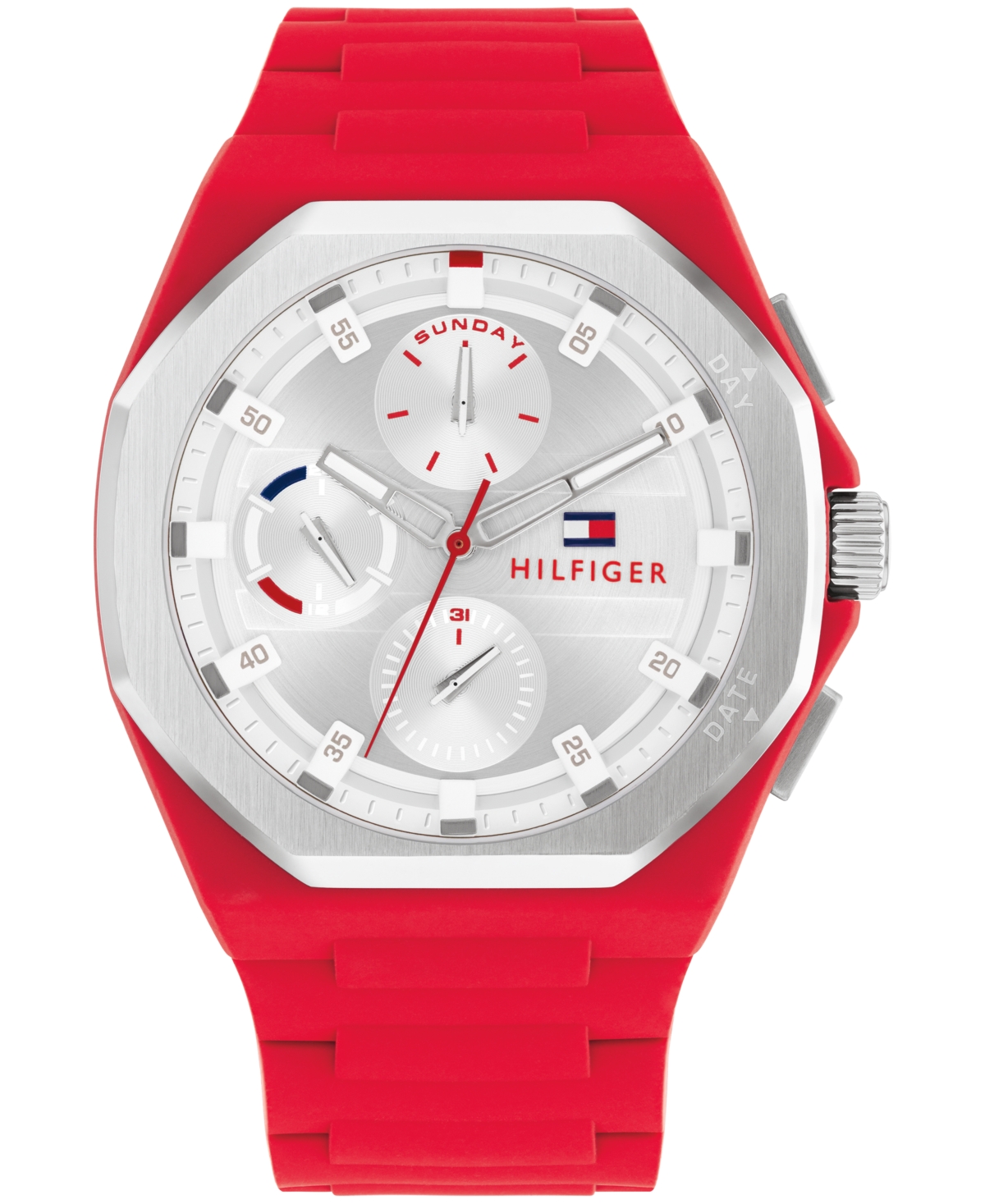 Tommy Hilfiger Men's Multifunction Red Silicone Watch 44mm