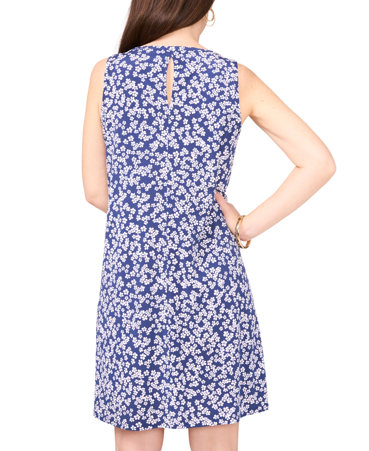 Shop Msk Petite Floral-print Shift Dress In Denim