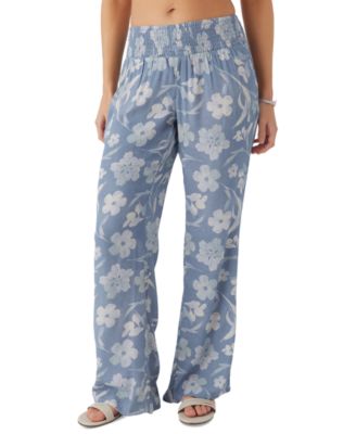 O'Neill - Juniors' Johnny Floral-Print Emilia Smocked-Waist Pants