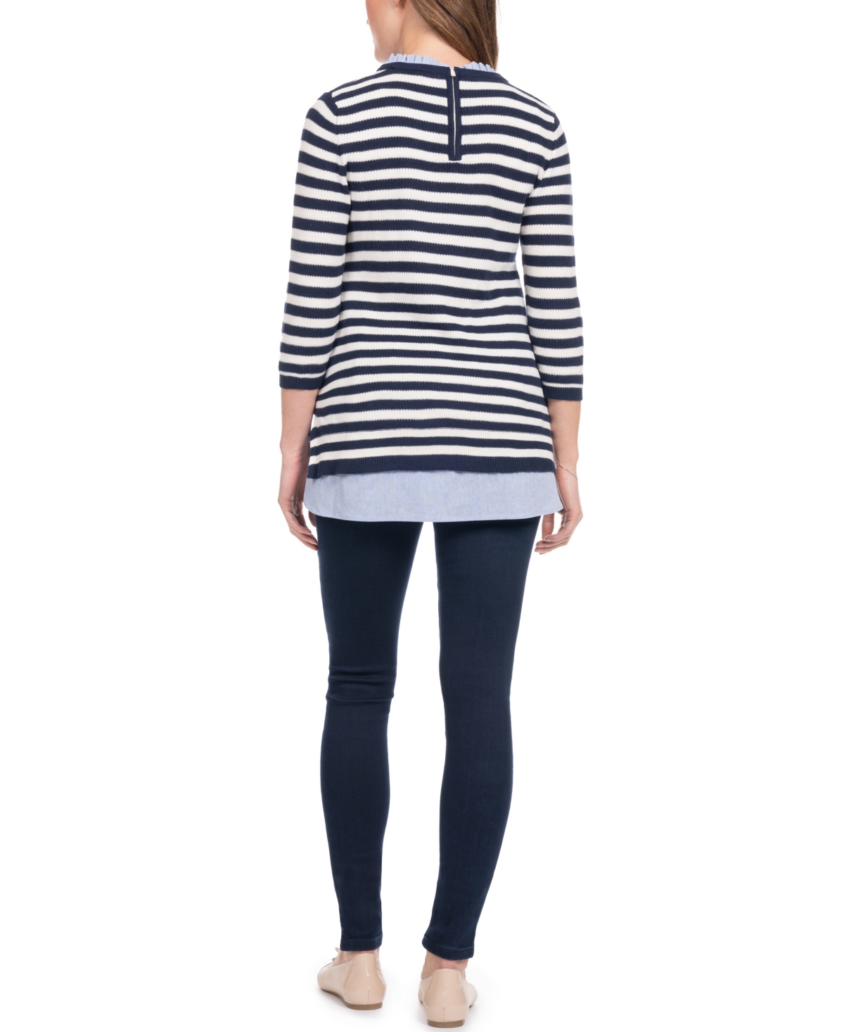 SERAPHINE WOMEN'S COTTON MATERNITY NURSING SWEATER WITH DETACHABLE COLLAR 