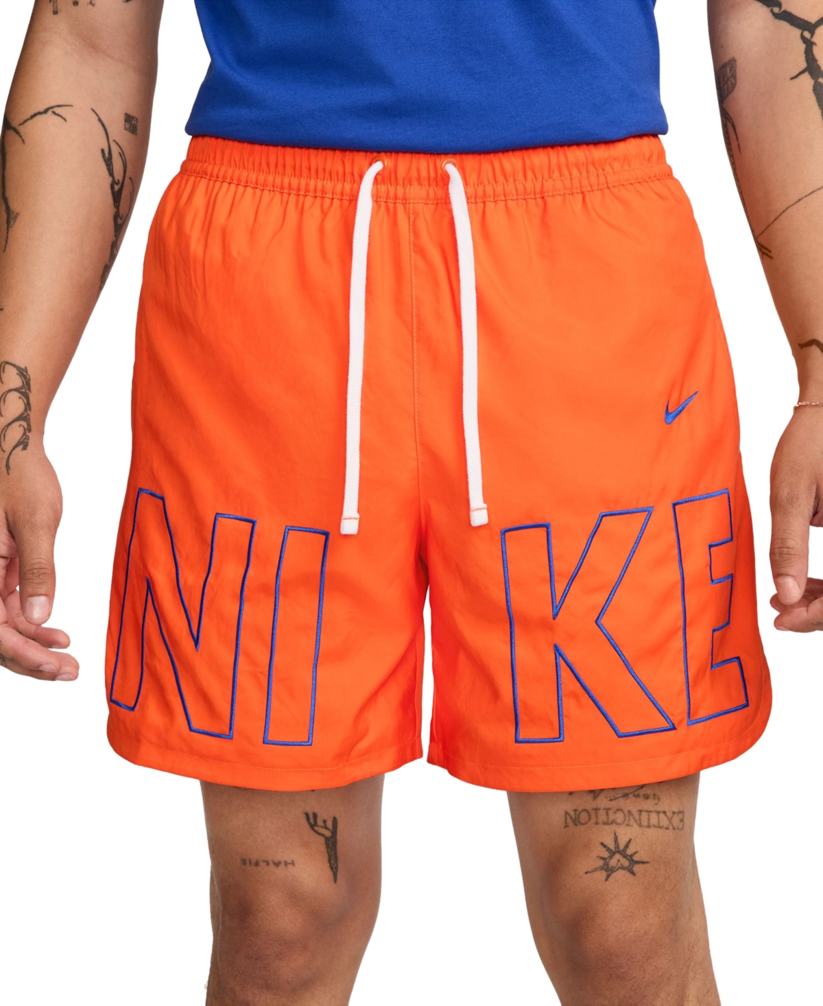 Shop Nike Men's Sportswear Woven Flow Shorts In Safety Orange,(hyper Royal)