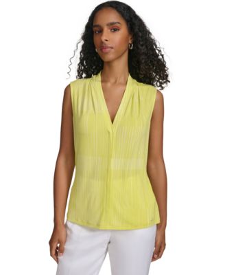 Calvin Klein - Petite Geo-Print V-Neck Sleeveless Top