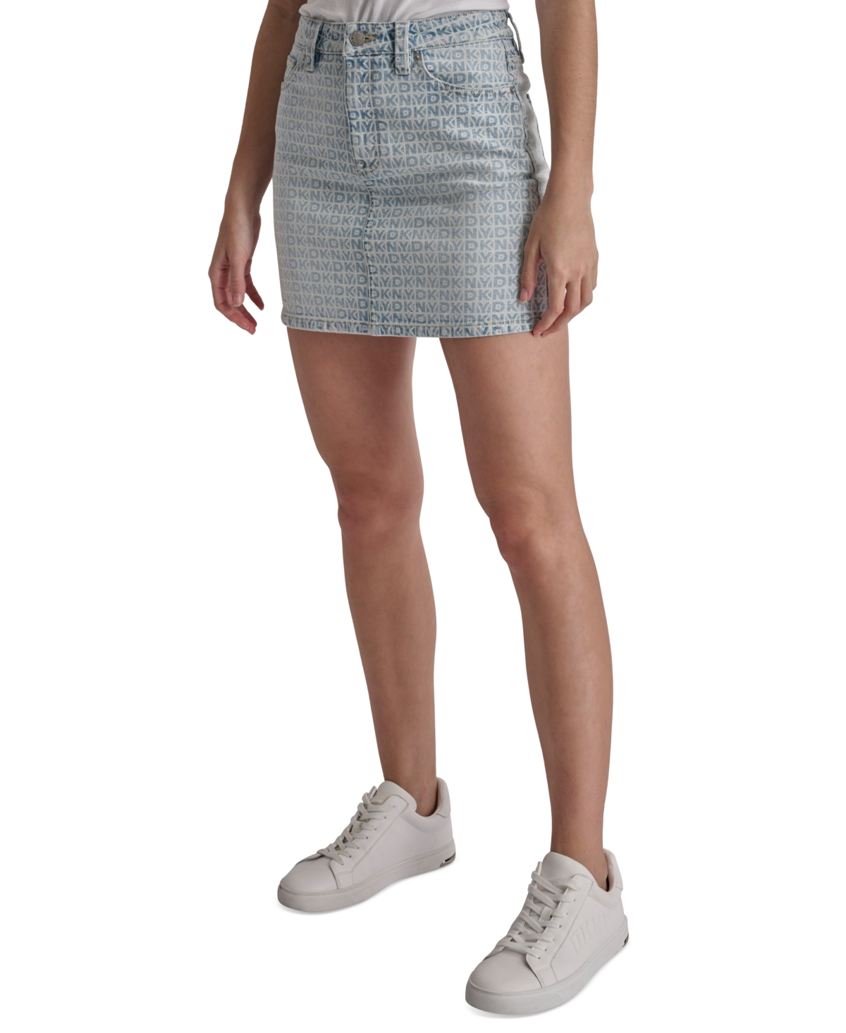 DKNY JEANS WOMEN'S PRINTED HIGH-RISE DENIM MINISKIRT 