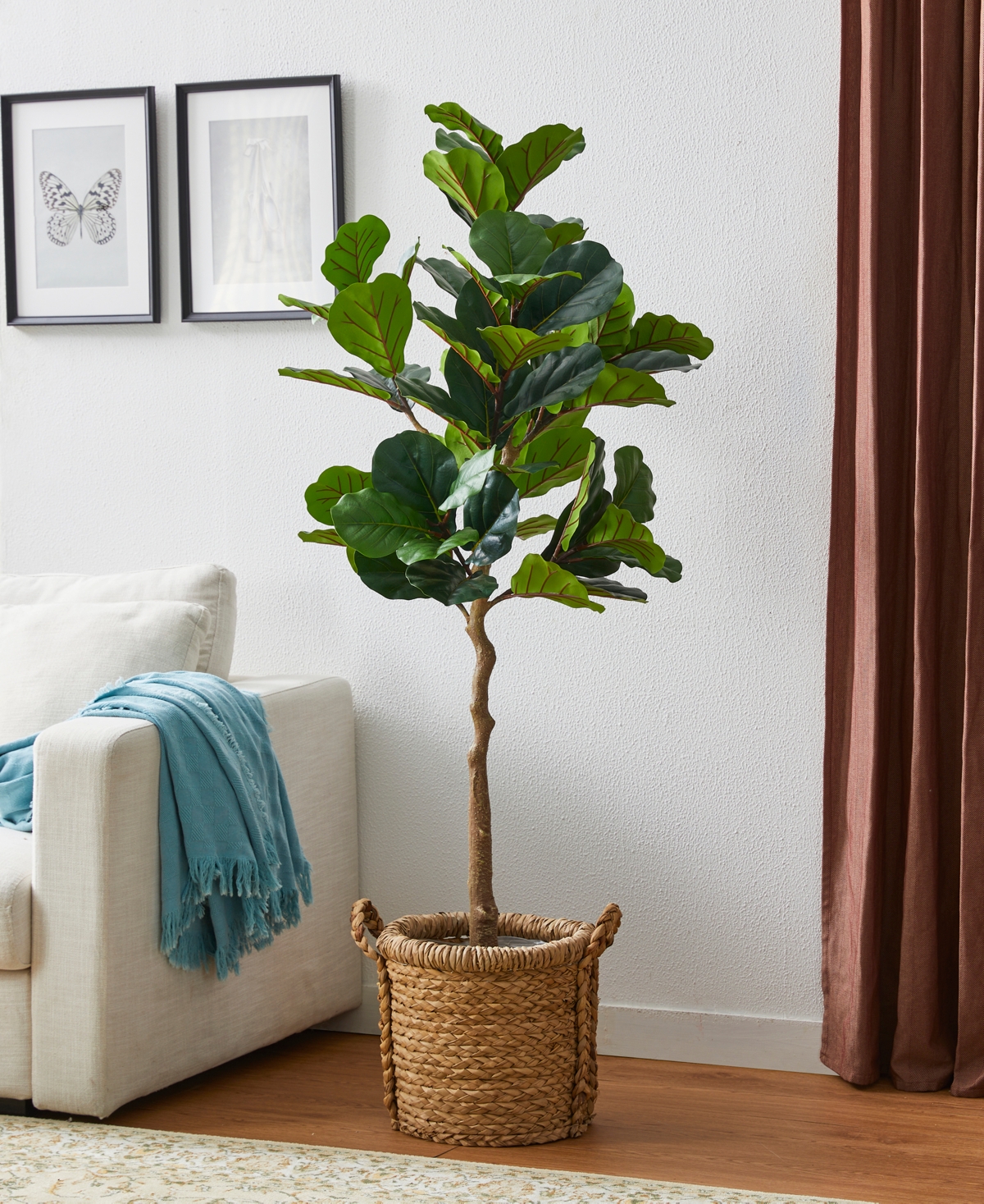 Glitzhome 5ft. Faux Fiddle Leaf Fig Tree In Pot In Multi