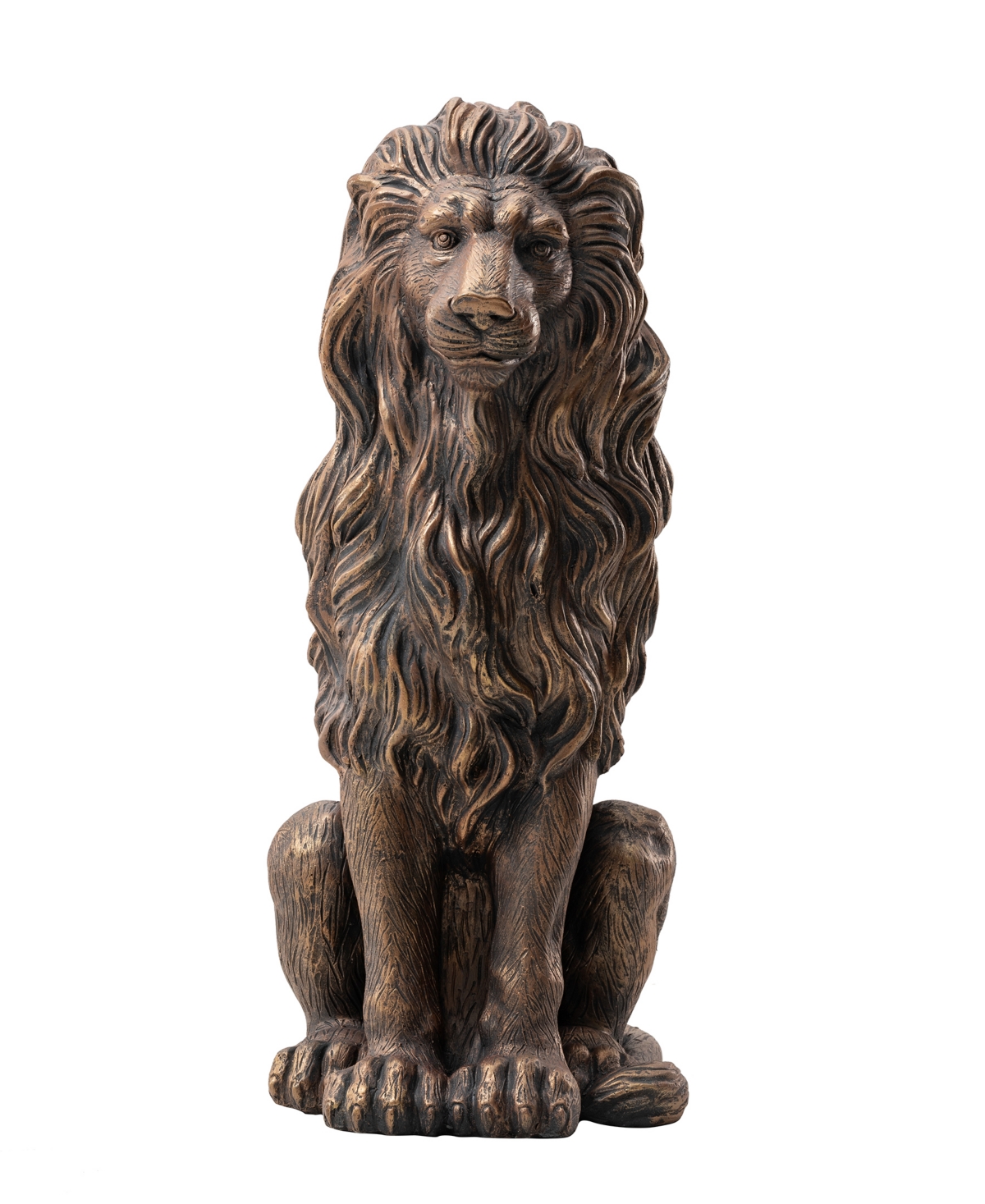 Glitzhome Oversized Bronze Sitting Lion Garden Statue In Bronze