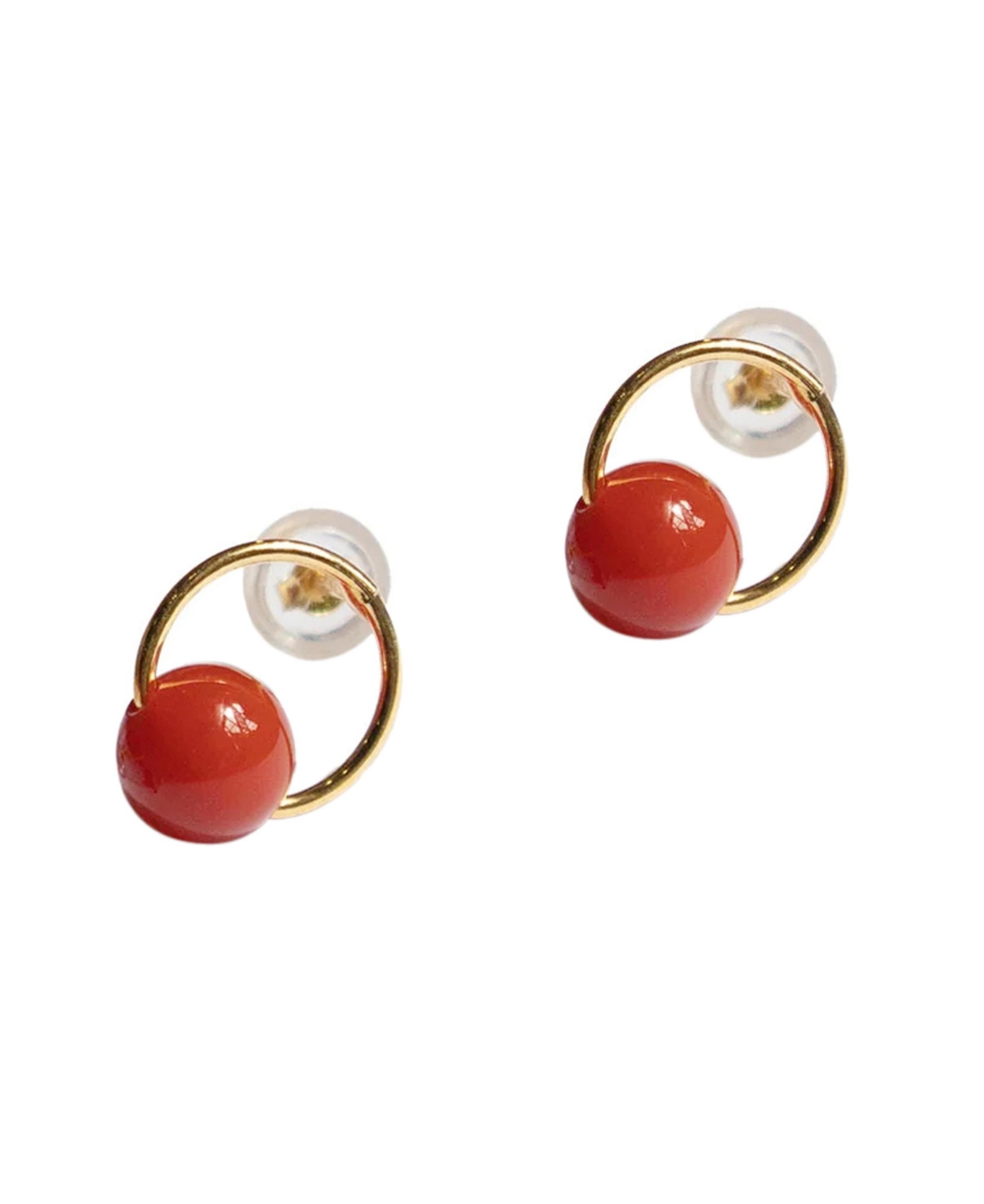Red bean - Red agate earrings - Red