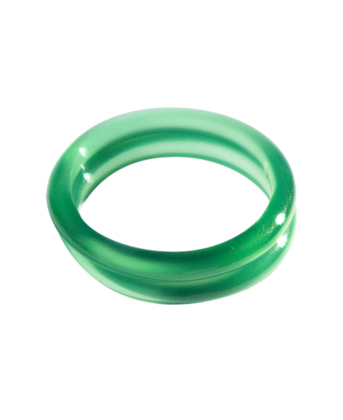 Forest - Green jade stone skinny stacking rings - Green