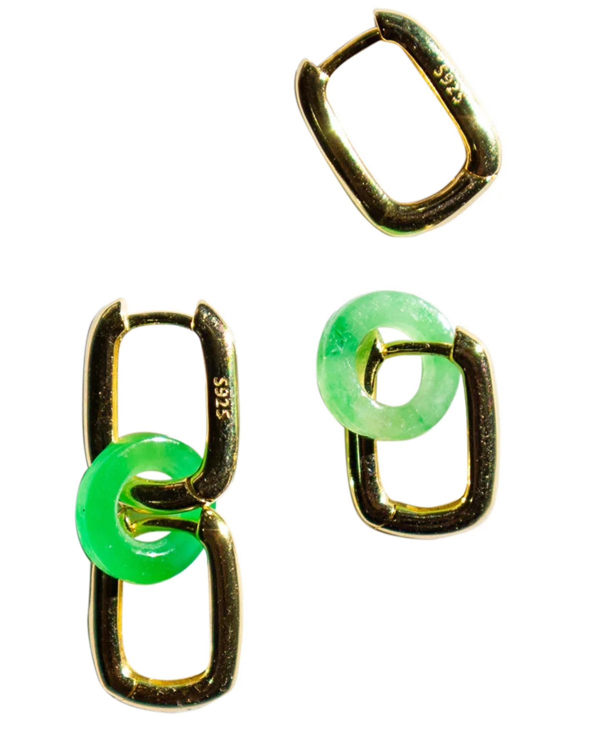 Della - Convertible link jade earrings - Gold/Green