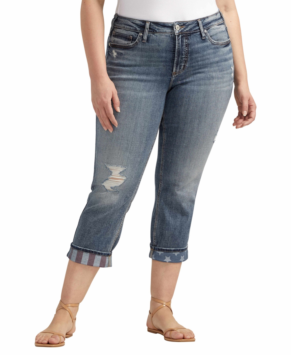 Silver Jeans Co. Plus Size Suki Mid Rise Curvy Fit Capri Jean