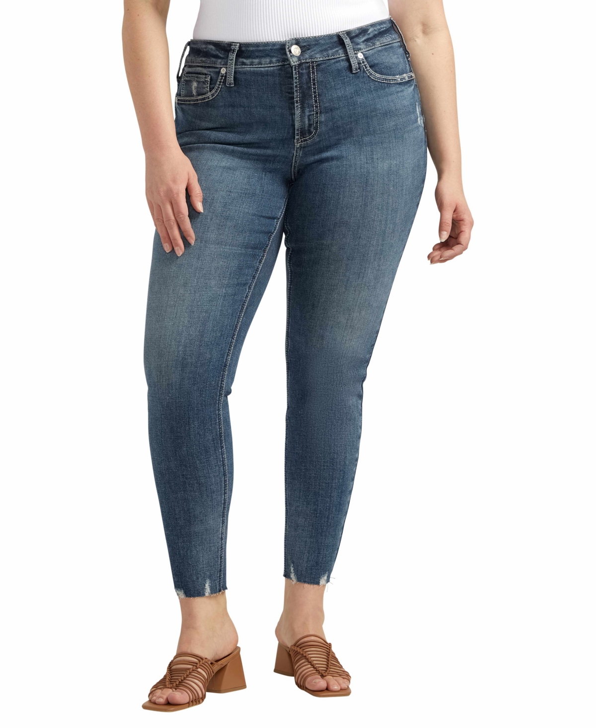 Shop Silver Jeans Co. Plus Size Suki Mid Rise Curvy Fit Skinny Jeans In Indigo