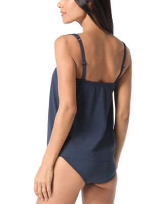 Shop Coco Reef Contours Bra Sized Clarity Bandeau Tankini Top High Waist Bikini Bottoms In Twilight Blue