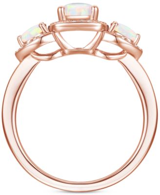 Amethyst (1-1/20 ct. t.w.) & Lab-Grown White Sapphire (1/6 ct. t.w.) Three Stone Halo Ring in 14k Gold-Plated Sterling Silver (Also in Additional Gemstones)