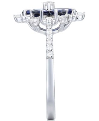 Lab-Grown Emerald (7/8 ct. t.w.) & Lab-Grown White Sapphire (1/8 ct. t.w.) Flower Ring in 14k Gold-Plated Sterling Silver (Also in Additional Gemstones)