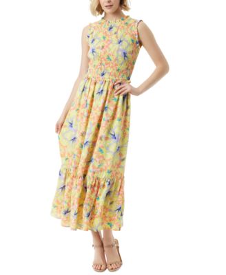 Jessica Simpson - Women's Mira Floral-Print Smocked Maxi Dress