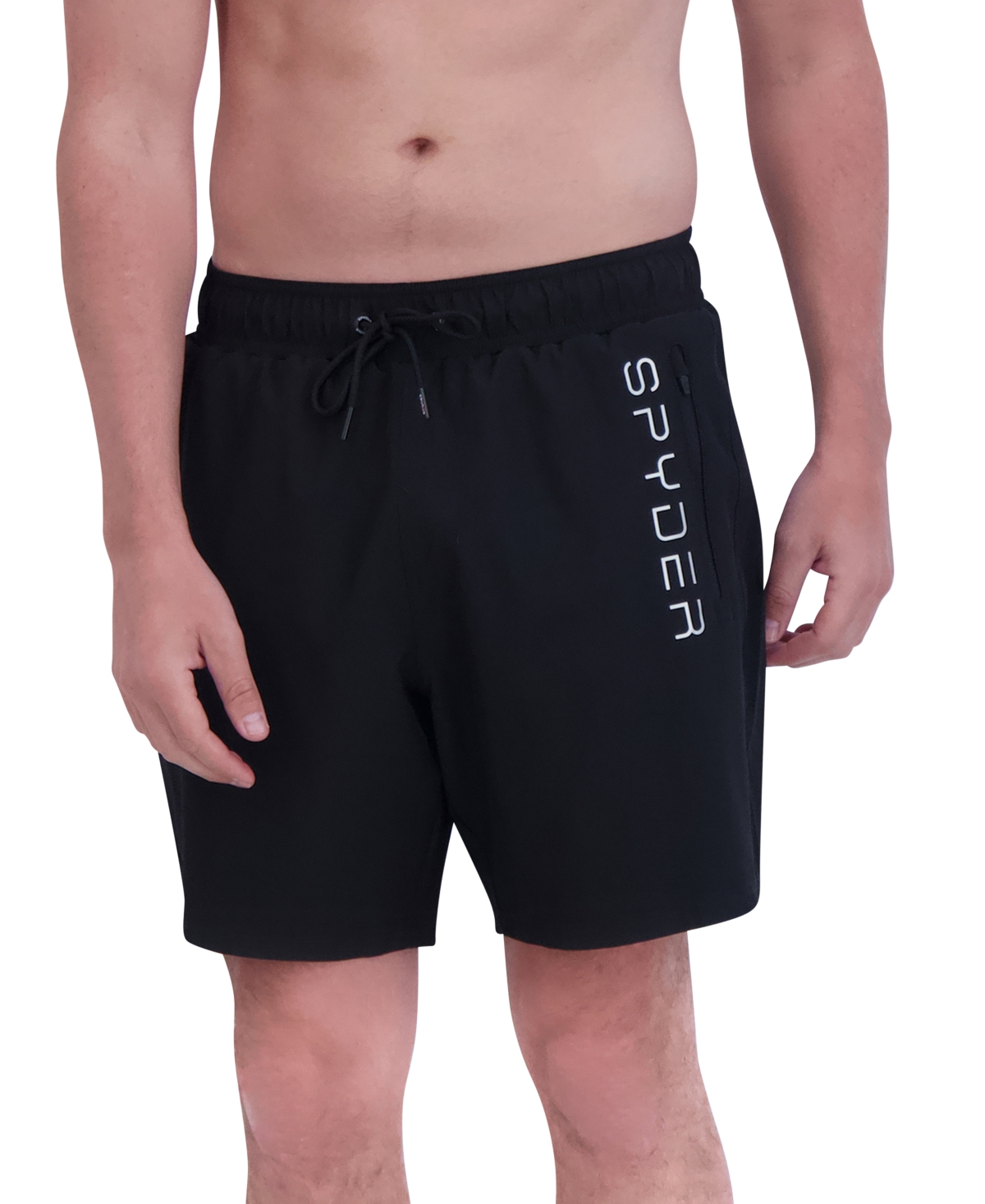 Shop Spyder Men's Stretch 7" Swim Trunks With Compression Liner In Noir