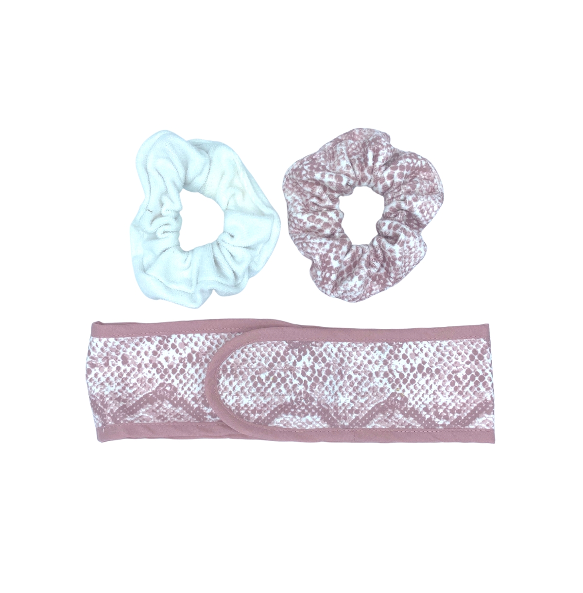 Women s Microfiber Headband + Scrunchie Set - Snake Print - Multi