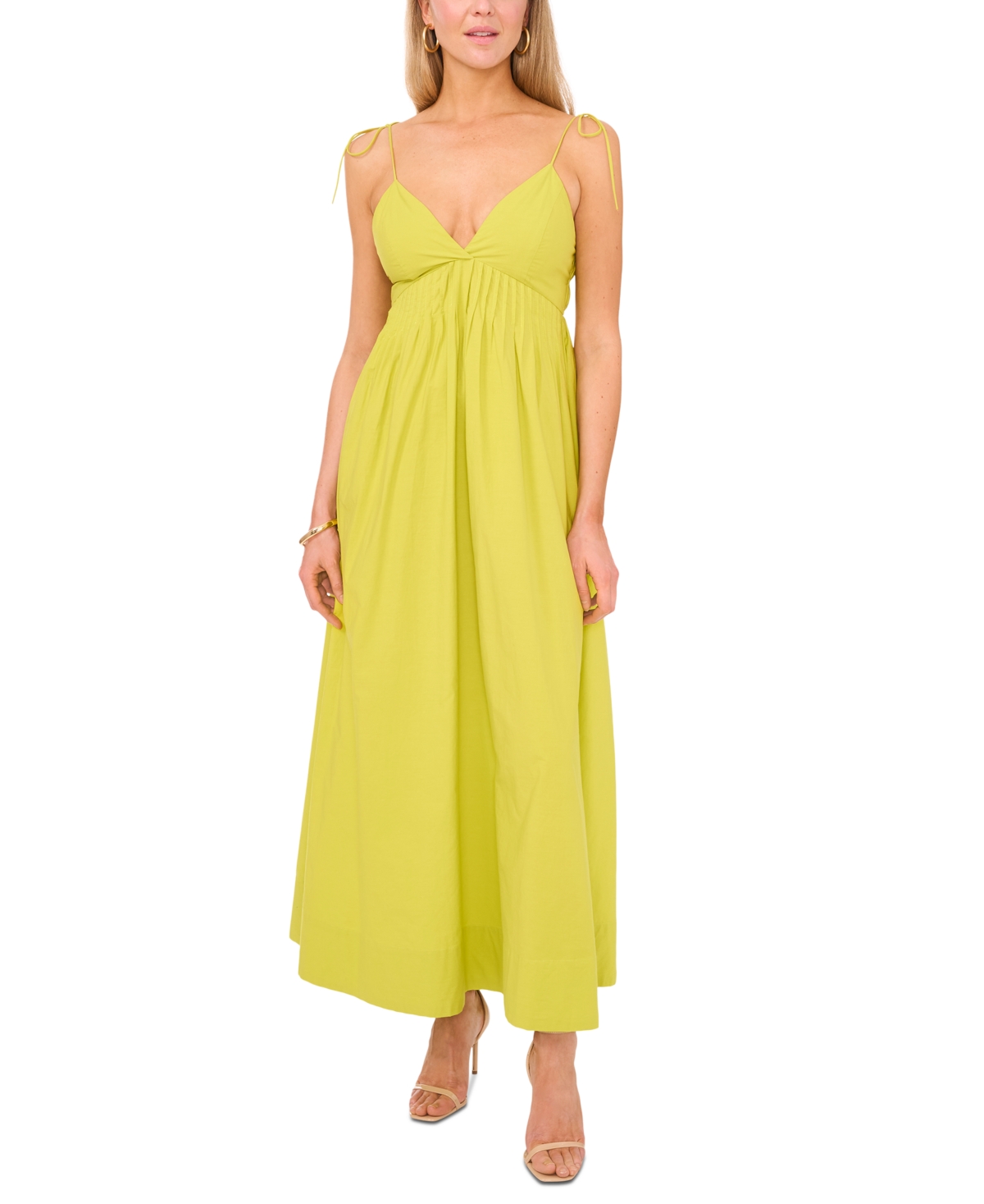 1.state Women's Cotton Tie-strap Maxi Dress In Green,teal