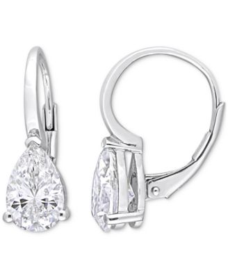 Macy's - Moissanite Pear Shape Leverback Earrings (3 ct. t.w.) in Sterling Silver