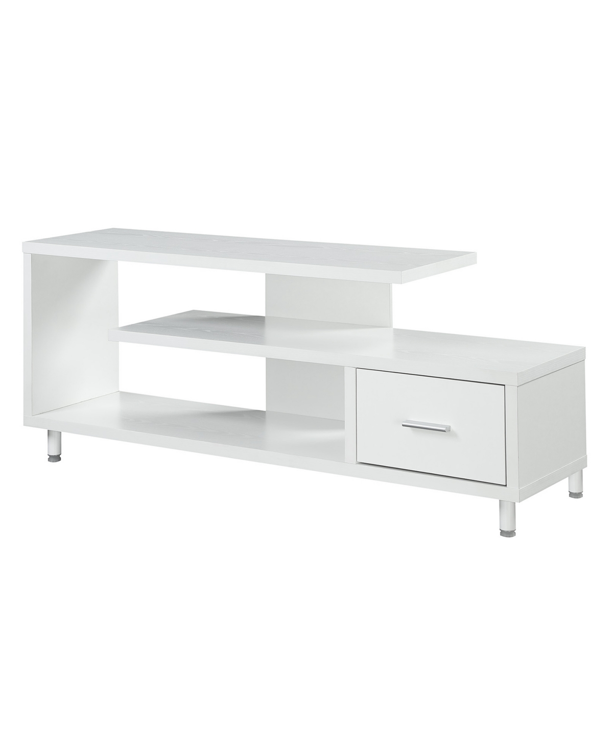 Convenience Concepts 59" Seal Ii 1 Drawer 65 Inch Tv Stand With Shelves In White