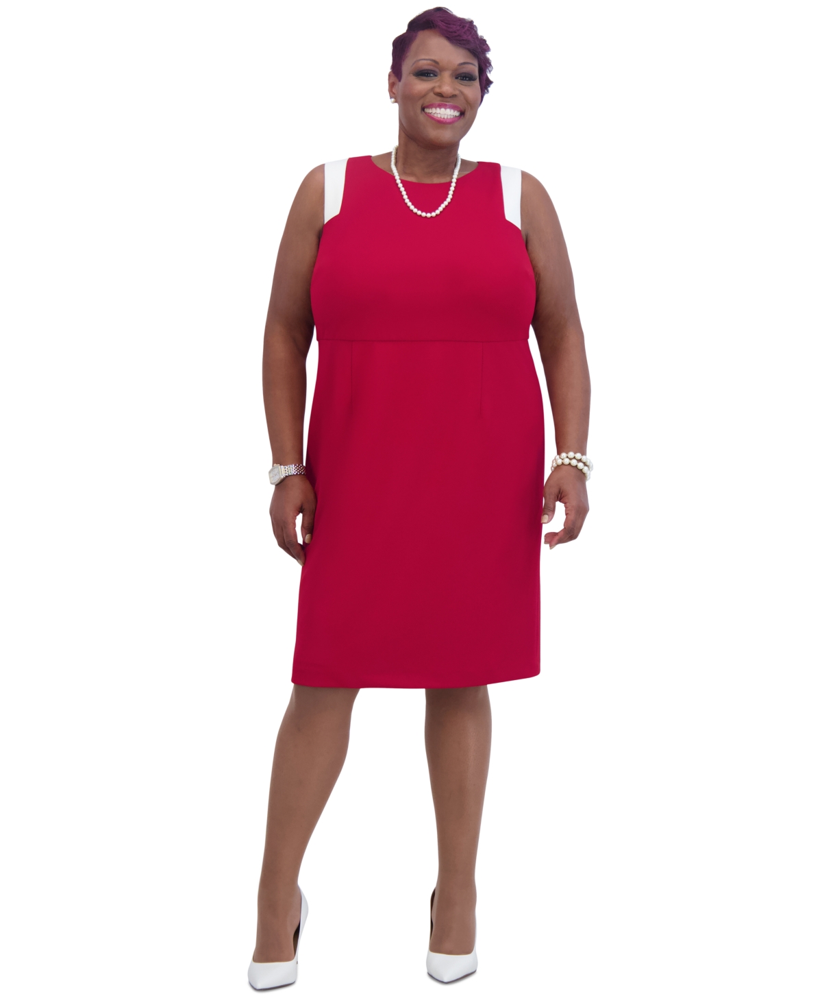 Kasper Women's Combo Sleeveless Sheath Dress -cr
