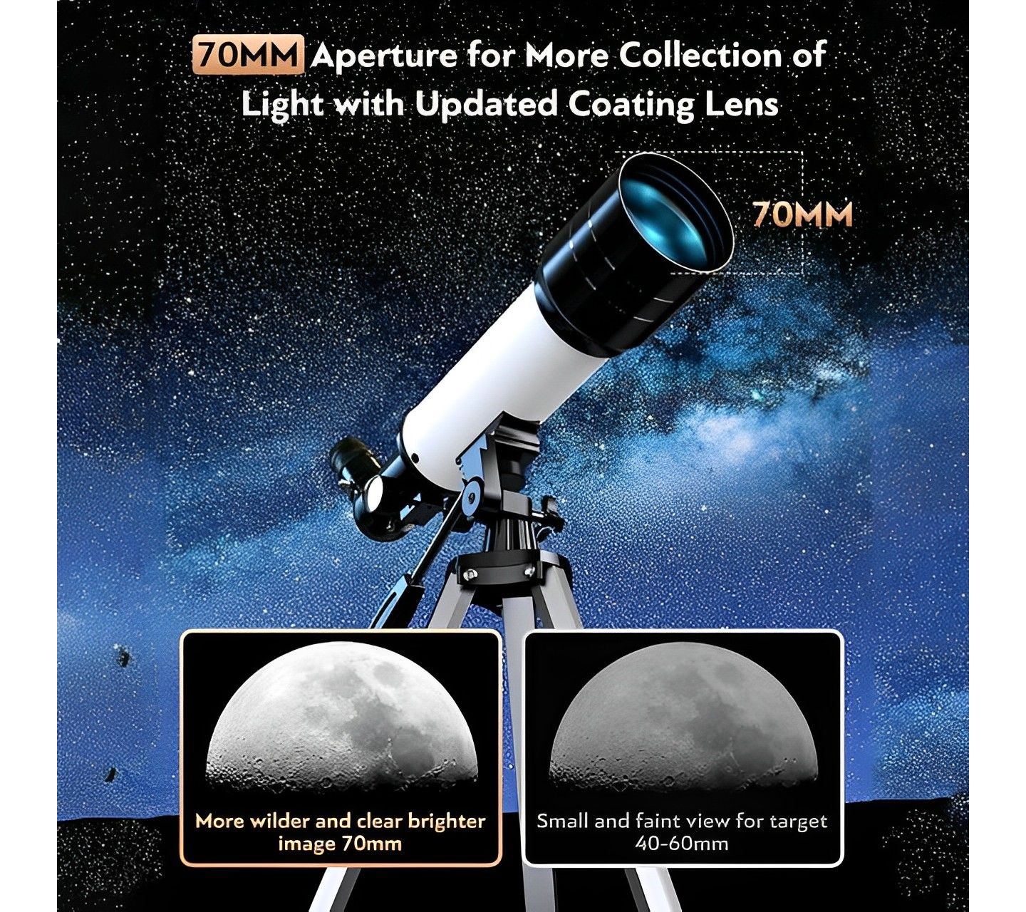 Детская игрушка SUGIFT Telescope 70mm Aperture 400mm Az Mount Beginner-Friendly Astronomy Telescope, Ages 5+ — фото 3