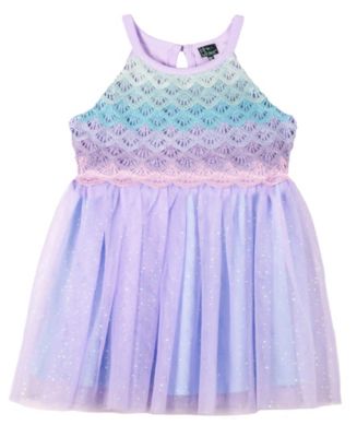 Pink Violet Little Girls Sleeveless Mermaid Crochet Mesh Dress - Macy's