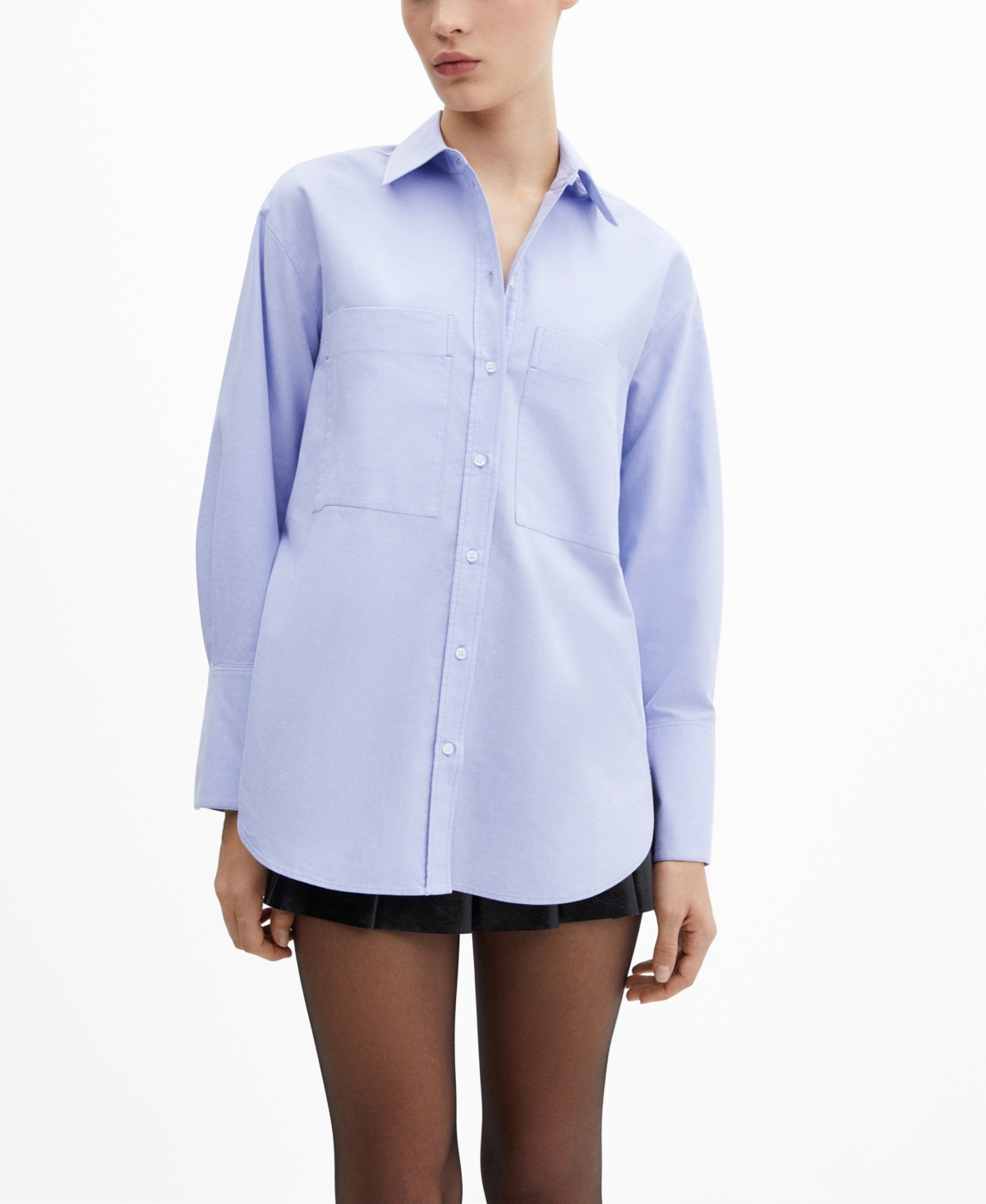 Shop Mango Women's Chest-pocket Cotton Shirt In Lt-pastel